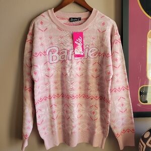 Brand New Pink BARBIE Logo Women's Sweater Top  Size Medium 2024 Mattel